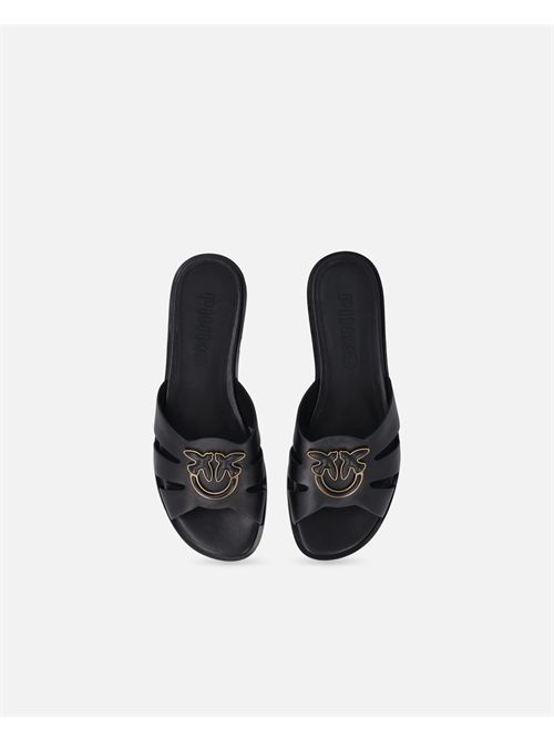 Ciabattine in pelle con logo Love Birds PINKO | SD0463P001Z99